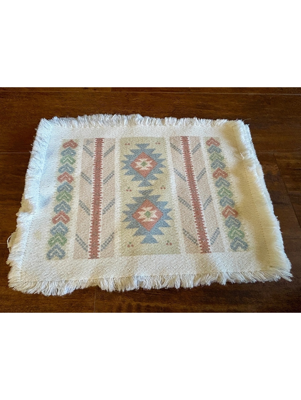 Set of 7 Vintage Southwestern Style Woven Placemats with Fringe